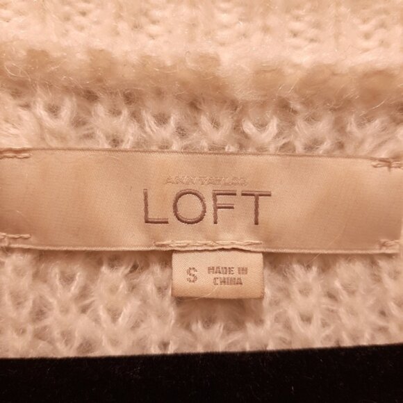 Ann Taylor Loft Mohair Blend Raglan Cut Sweater Fuzzy Semi Sheer Open Knit - Picture 10 of 12